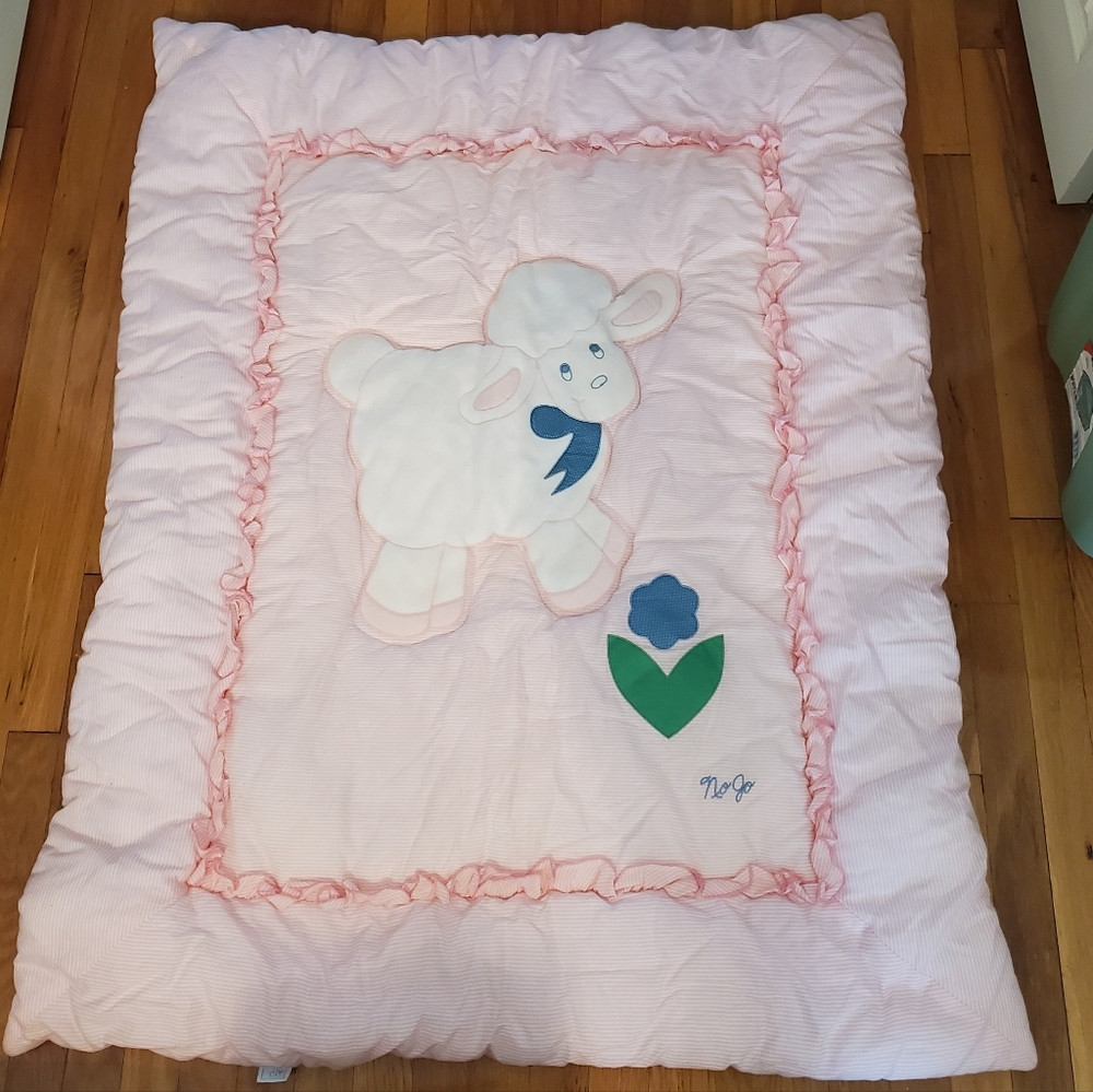 Pink Comforter with Lamb Design